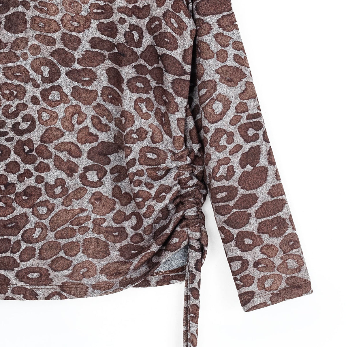 Cozy Knit - Side Pull-Tie Sweater Top - Leopard Motif - Final Sale | Clara Sunwoo Signature