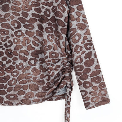 Cozy Knit - Side Pull-Tie Sweater Top - Leopard Motif - Final Sale | Clara Sunwoo Signature