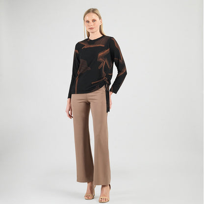 Lightweight Cozy - Side Pull-Tie Sweater Top - Linear Geo - Final Sale | Clara Sunwoo Essential