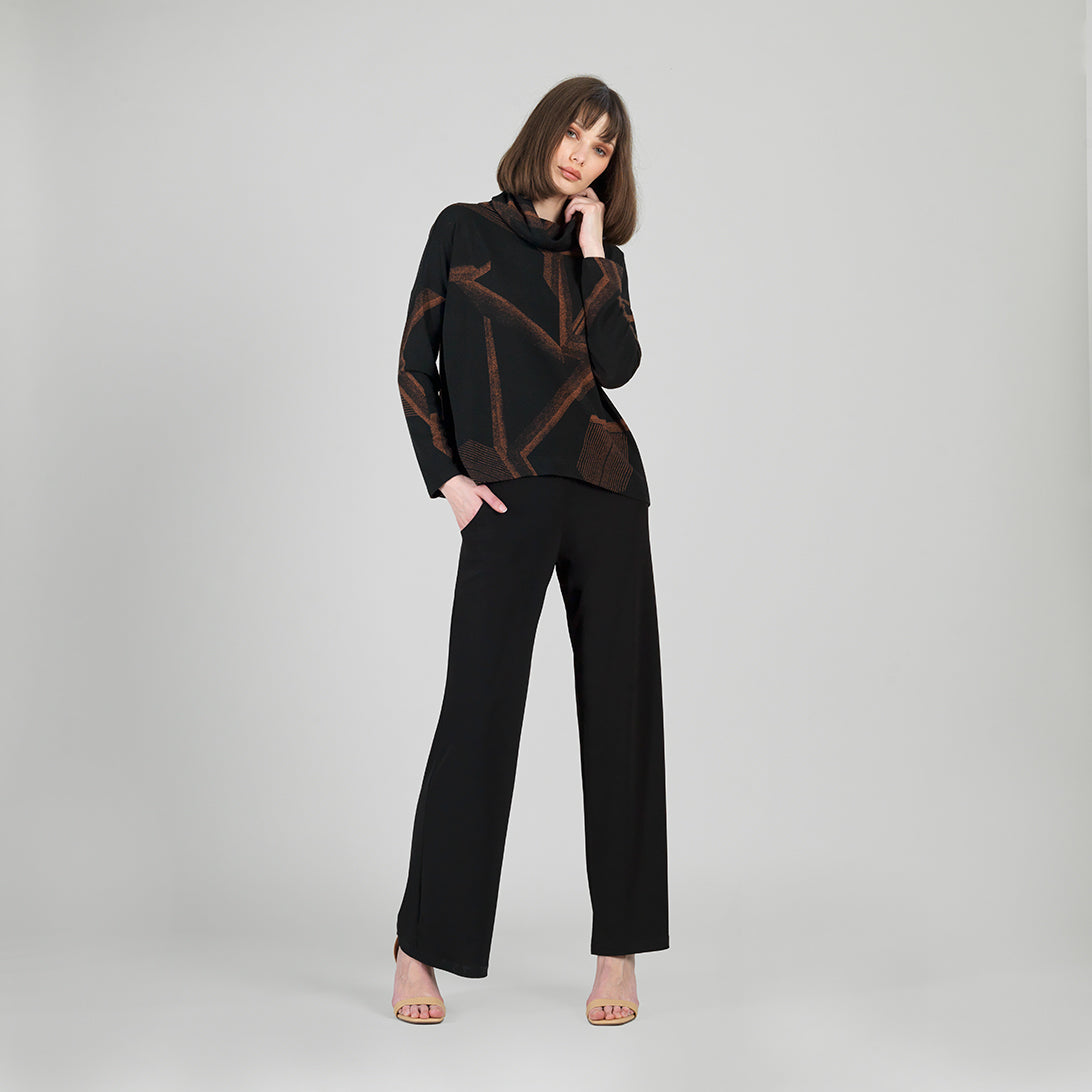 Lightweight Cozy - Tipped Hem Sweater - Linear Geo - Final Sale | Clara Sunwoo Value