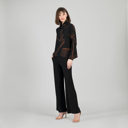 Lightweight Cozy - Tipped Hem Sweater - Linear Geo - Final Sale | Clara Sunwoo Value