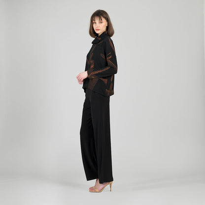 Lightweight Cozy - Tipped Hem Sweater - Linear Geo - Final Sale | Clara Sunwoo Value