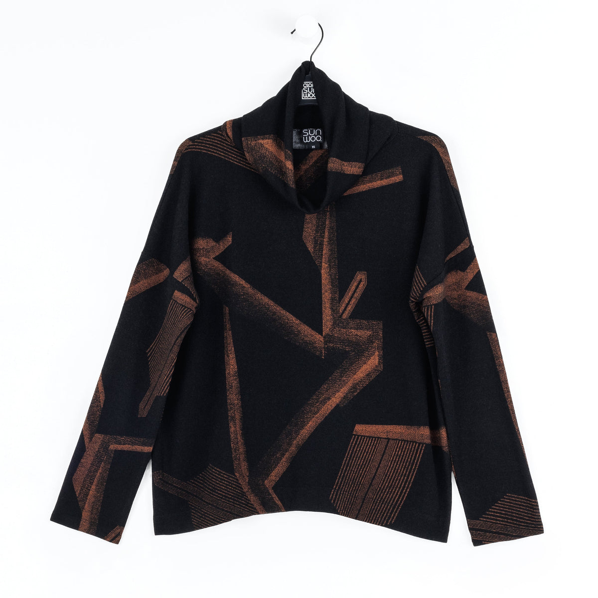 Lightweight Cozy - Tipped Hem Sweater - Linear Geo - Final Sale | Clara Sunwoo Value