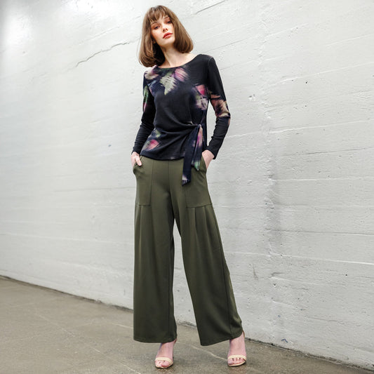 Cozy Knit - Side Tie Waist Sweater Top - Shadow Brush | Clara Sunwoo Top Pick