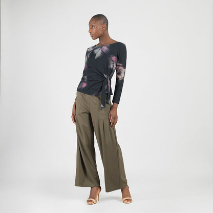 Cozy Knit - Side Tie Waist Sweater Top - Shadow Brush | Clara Sunwoo Top Pick