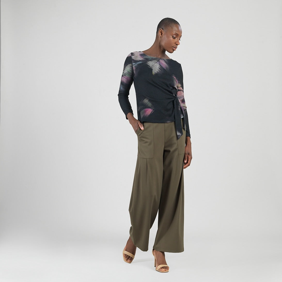 Cozy Knit - Side Tie Waist Sweater Top - Shadow Brush | Clara Sunwoo Top Pick