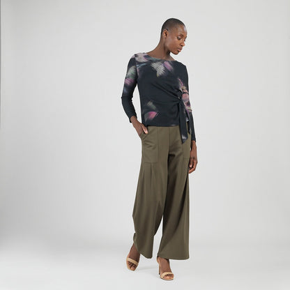 Cozy Knit - Side Tie Waist Sweater Top - Shadow Brush | Clara Sunwoo Top Pick