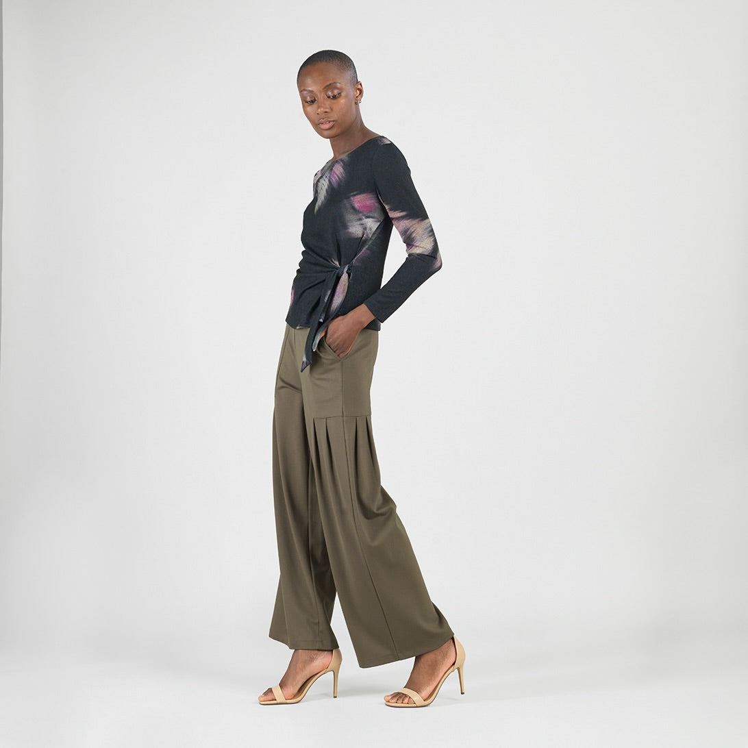 Cozy Knit - Side Tie Waist Sweater Top - Shadow Brush | Clara Sunwoo Top Pick
