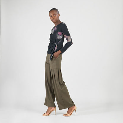 Cozy Knit - Side Tie Waist Sweater Top - Shadow Brush | Clara Sunwoo Top Pick