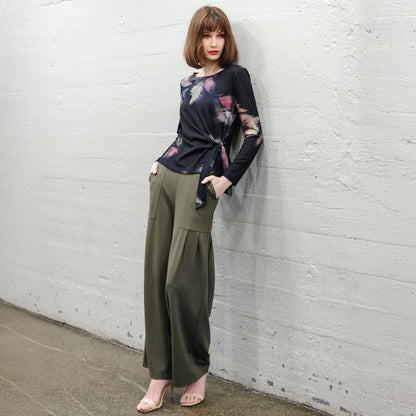 Cozy Knit - Side Tie Waist Sweater Top - Shadow Brush | Clara Sunwoo Top Pick