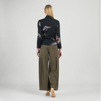 Cozy Knit - V-Neck Draped Pleat Sweater Top - Shadow Brush | Clara Sunwoo Recommended