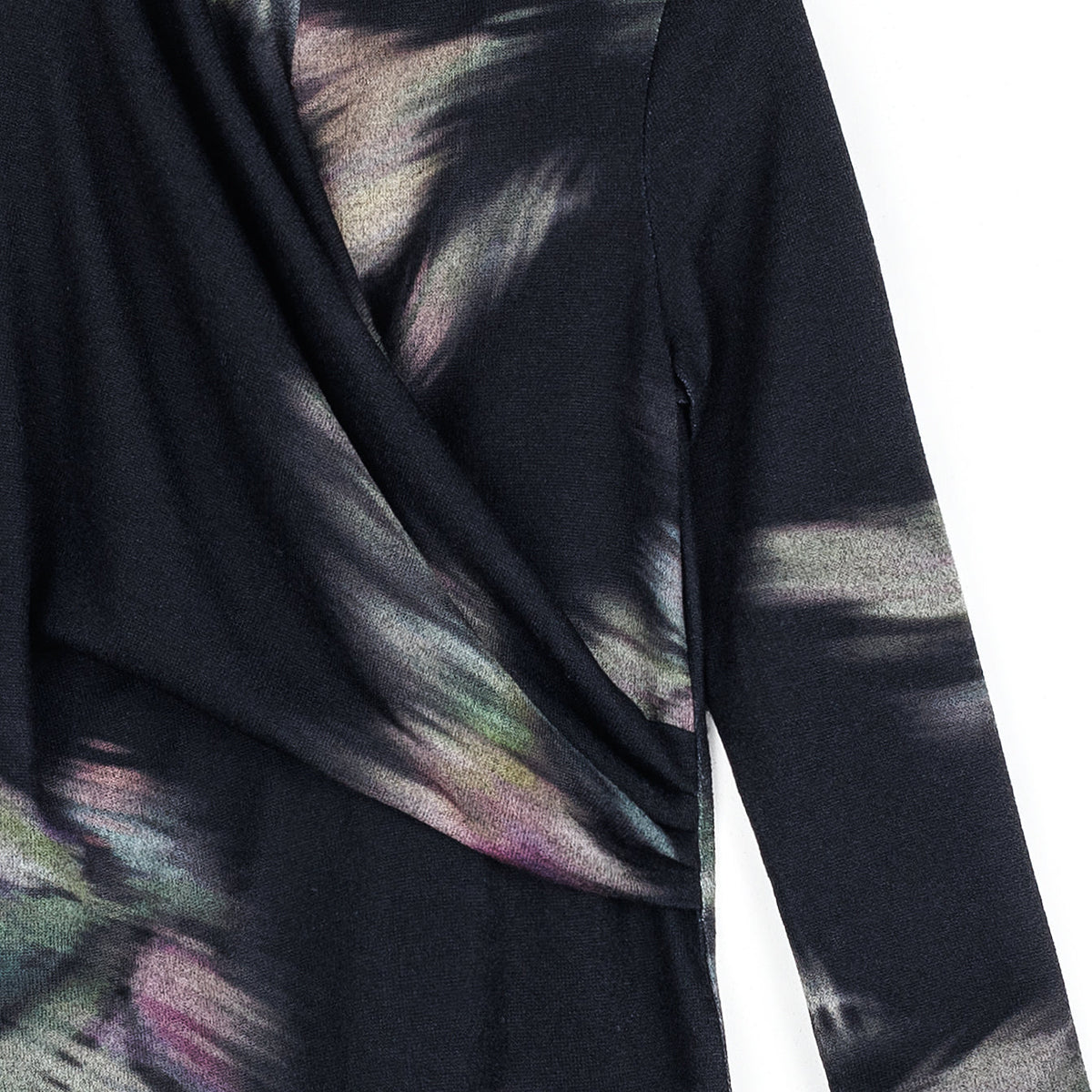 Cozy Knit - V-Neck Draped Pleat Sweater Top - Shadow Brush | Clara Sunwoo Recommended