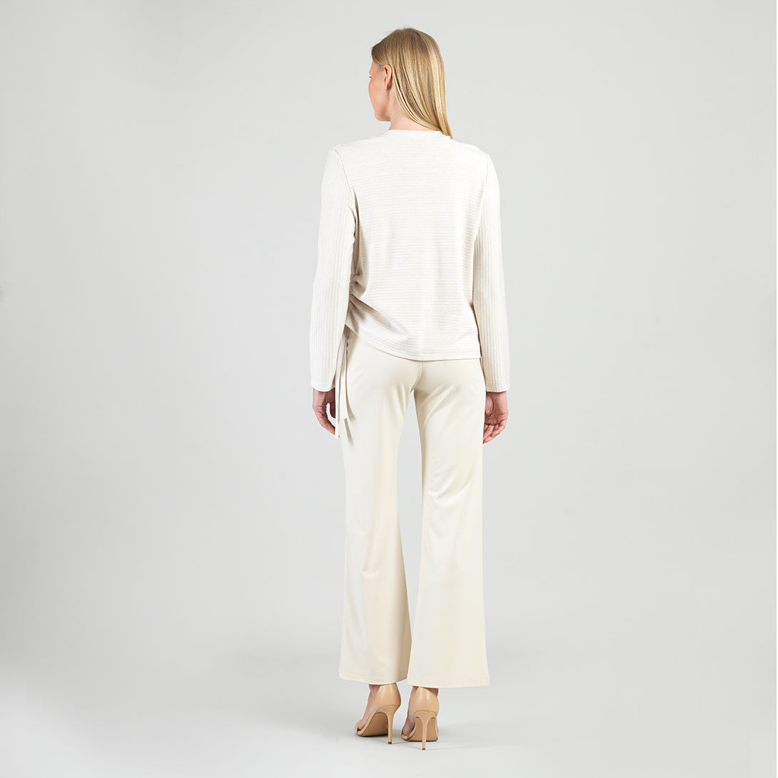 Soft Ribbed - Side Pull-Tie Sweater Top - Oatmeal - Final Sale | Clara Sunwoo Special Offer