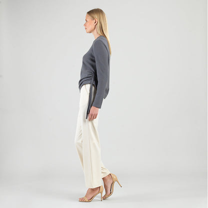 Soft Ribbed - Side Pull-Tie Sweater Top - Charcoal - Final Sale | Clara Sunwoo Quality