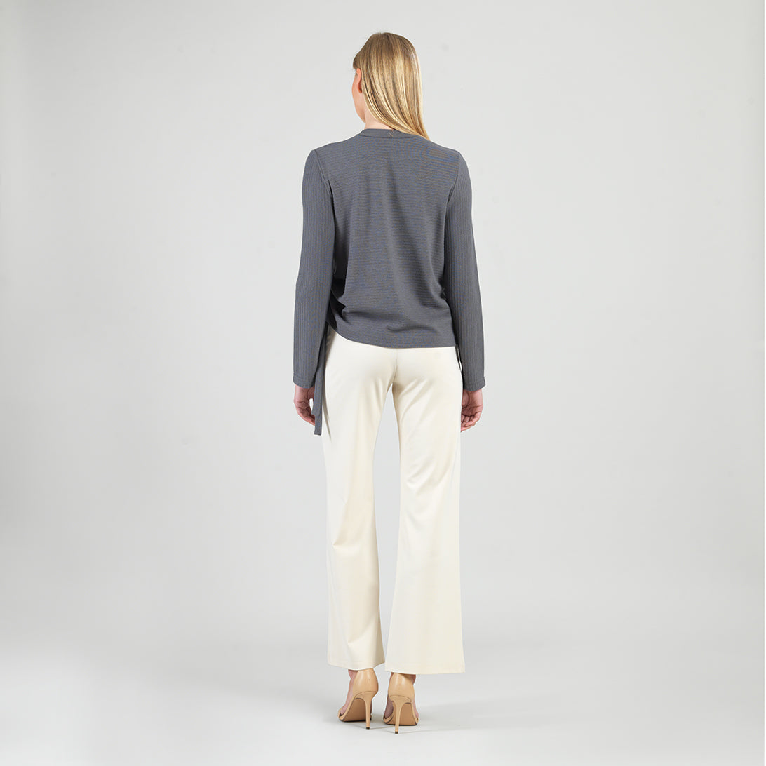 Soft Ribbed - Side Pull-Tie Sweater Top - Charcoal - Final Sale | Clara Sunwoo Quality