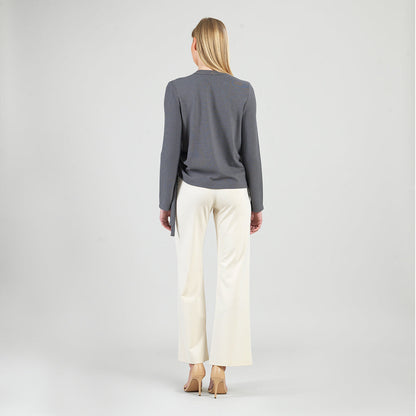 Soft Ribbed - Side Pull-Tie Sweater Top - Charcoal - Final Sale | Clara Sunwoo Quality