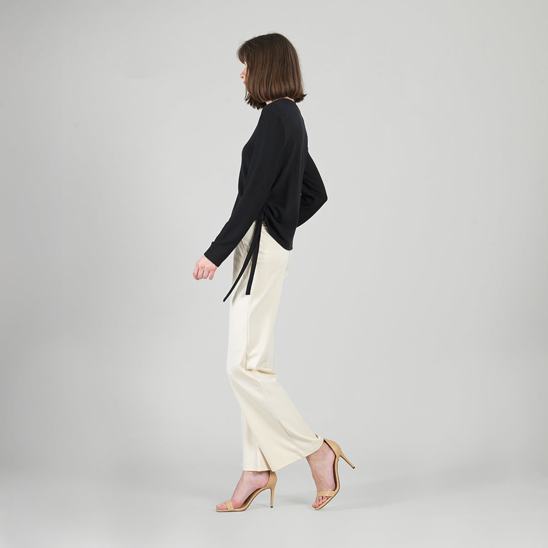 Soft Ribbed - Side Pull-Tie Sweater Top - Black - Final Sale | Clara Sunwoo New