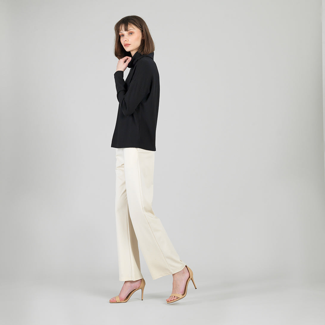 Soft Ribbed - Cowl Turtleneck Sweater Top - Black - Final Sale | Clara Sunwoo Latest