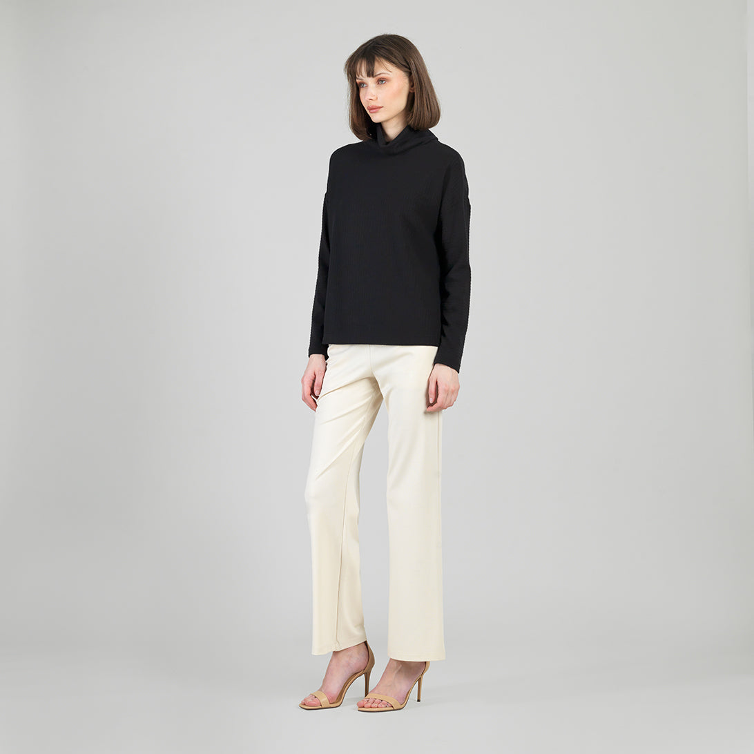 Soft Ribbed - Cowl Turtleneck Sweater Top - Black - Final Sale | Clara Sunwoo Latest