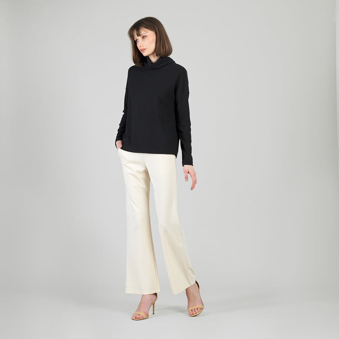 Soft Ribbed - Cowl Turtleneck Sweater Top - Black - Final Sale | Clara Sunwoo Latest