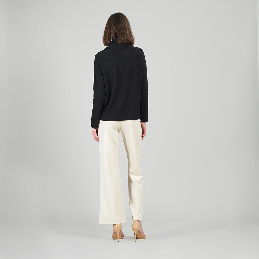 Soft Ribbed - Cowl Turtleneck Sweater Top - Black - Final Sale | Clara Sunwoo Latest