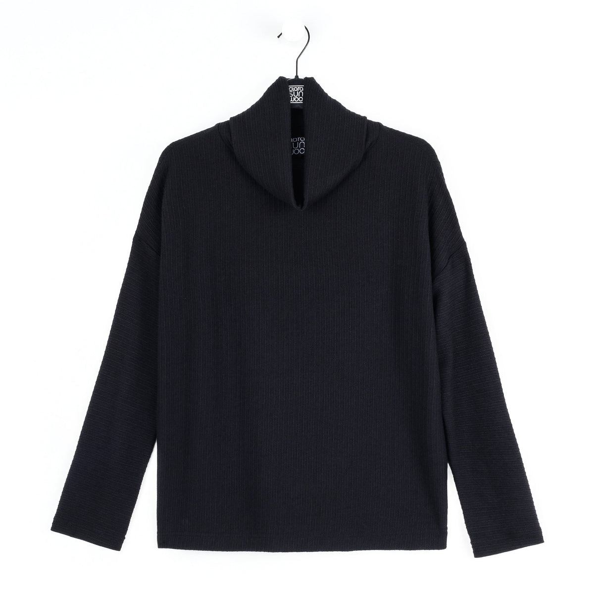 Soft Ribbed - Cowl Turtleneck Sweater Top - Black - Final Sale | Clara Sunwoo Latest