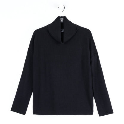 Soft Ribbed - Cowl Turtleneck Sweater Top - Black - Final Sale | Clara Sunwoo Latest