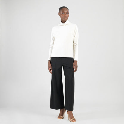 Soft Ribbed - Cowl Turtleneck Sweater Top - Oatmeal - Final Sale | Clara Sunwoo Discount