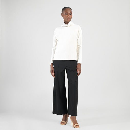 Soft Ribbed - Cowl Turtleneck Sweater Top - Oatmeal - Final Sale | Clara Sunwoo Discount