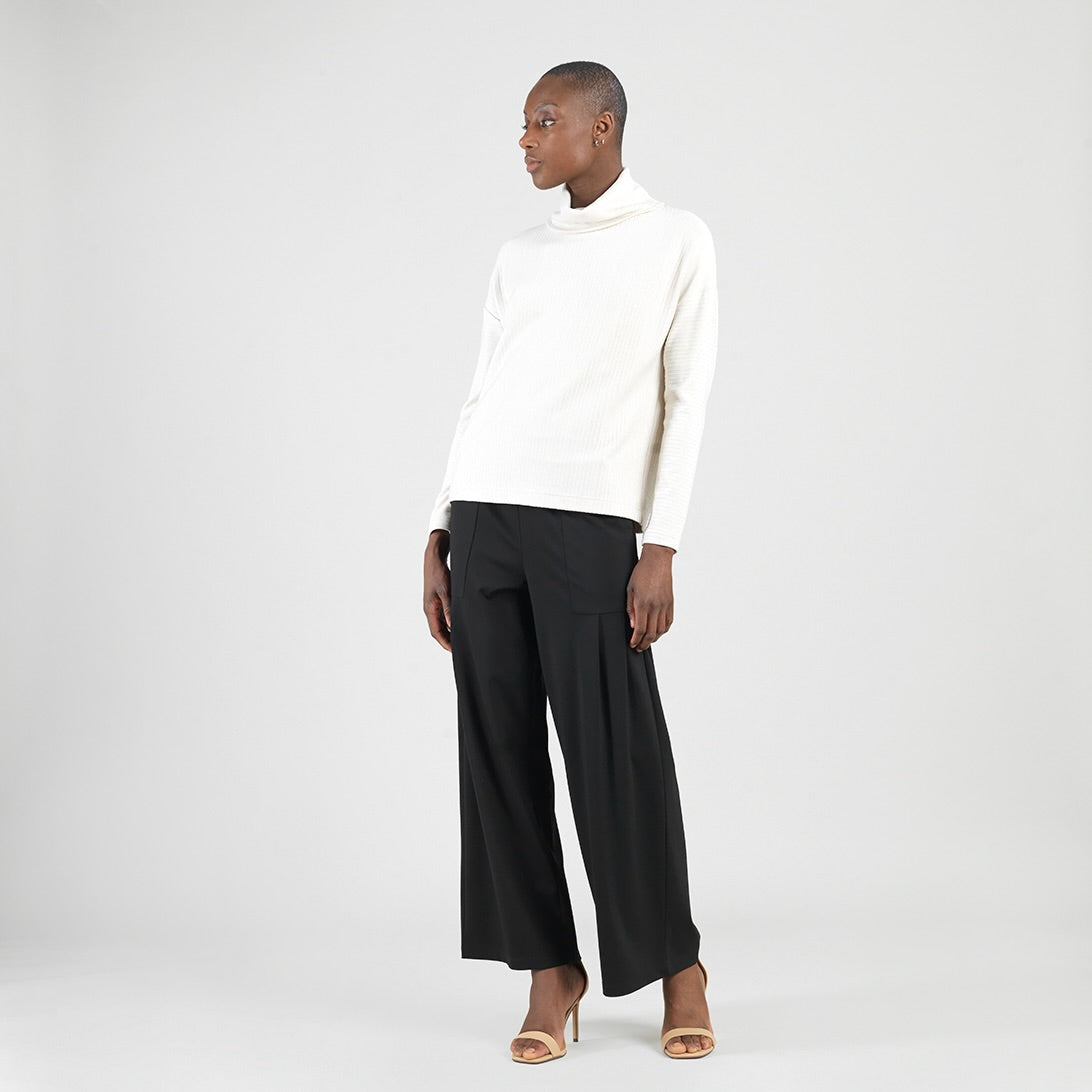 Soft Ribbed - Cowl Turtleneck Sweater Top - Oatmeal - Final Sale | Clara Sunwoo Discount