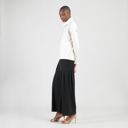 Soft Ribbed - Cowl Turtleneck Sweater Top - Oatmeal - Final Sale | Clara Sunwoo Discount