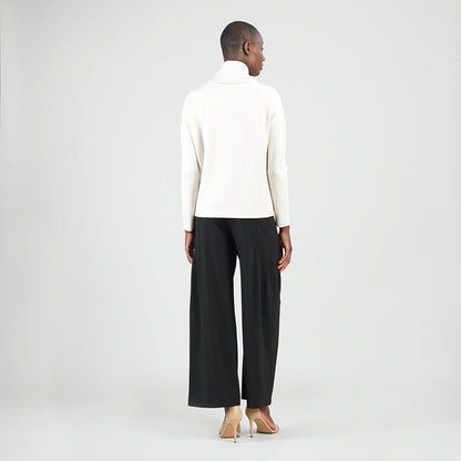 Soft Ribbed - Cowl Turtleneck Sweater Top - Oatmeal - Final Sale | Clara Sunwoo Discount