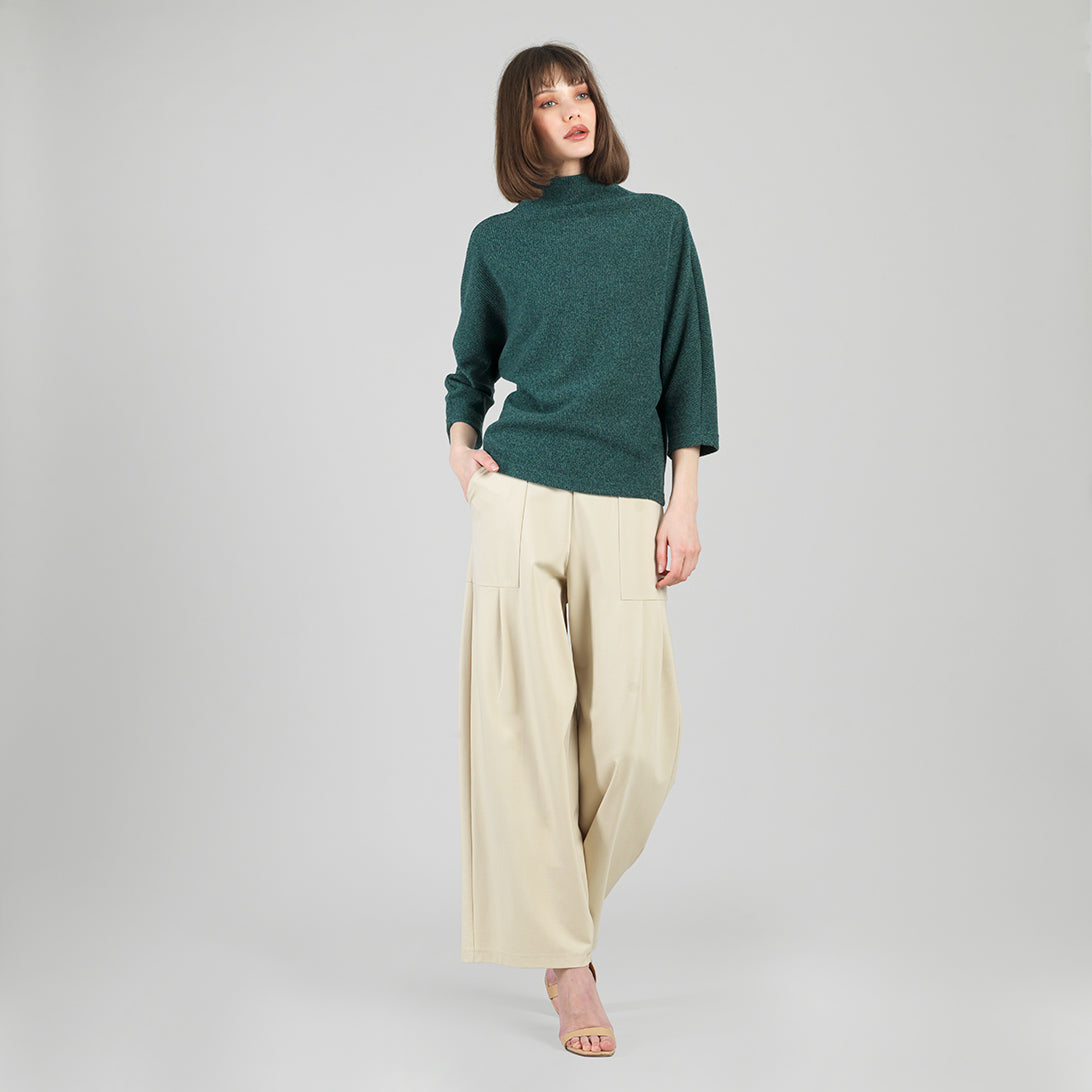 Plush Ribbed - Funnel Neck Sweater - Hunter Green - Final Sale | Clara Sunwoo Sale