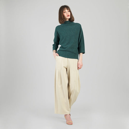 Plush Ribbed - Funnel Neck Sweater - Hunter Green - Final Sale | Clara Sunwoo Sale