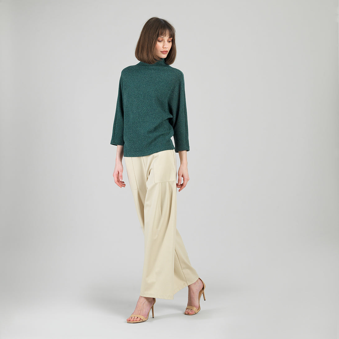 Plush Ribbed - Funnel Neck Sweater - Hunter Green - Final Sale | Clara Sunwoo Sale