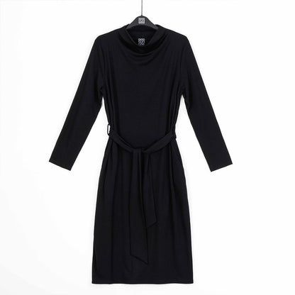 Lightweight Ponte - Tie Waist Pocket Midi Dress - Black - Final Sale! | Clara Sunwoo Recommended