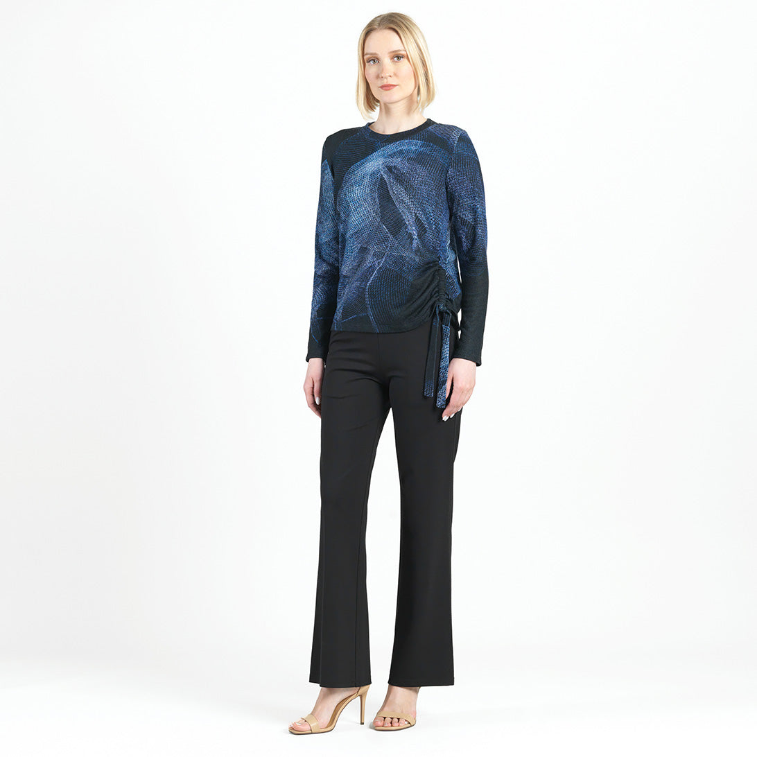 Lightweight Cozy - Side Pull-Tie Sweater Top - Electric Swirl - Final Sale | Clara Sunwoo Premium