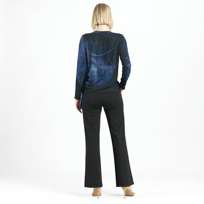 Lightweight Cozy - Side Pull-Tie Sweater Top - Electric Swirl - Final Sale | Clara Sunwoo Premium