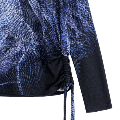 Lightweight Cozy - Side Pull-Tie Sweater Top - Electric Swirl - Final Sale | Clara Sunwoo Premium