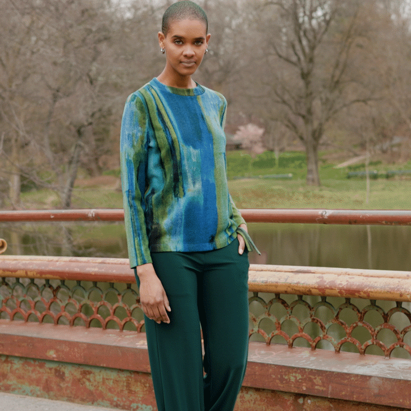 Lightweight Cozy - Side Pull-Tie Sweater Top - Paint Stroke - Limited Sizes | Clara Sunwoo Sale