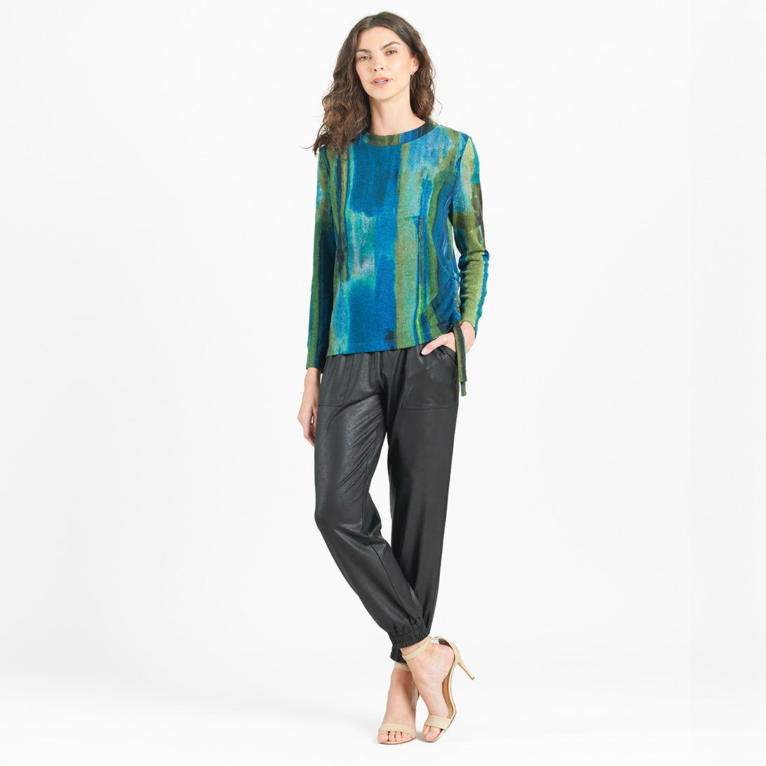 Lightweight Cozy - Side Pull-Tie Sweater Top - Paint Stroke - Limited Sizes | Clara Sunwoo Sale