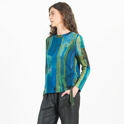Lightweight Cozy - Side Pull-Tie Sweater Top - Paint Stroke - Limited Sizes | Clara Sunwoo Sale