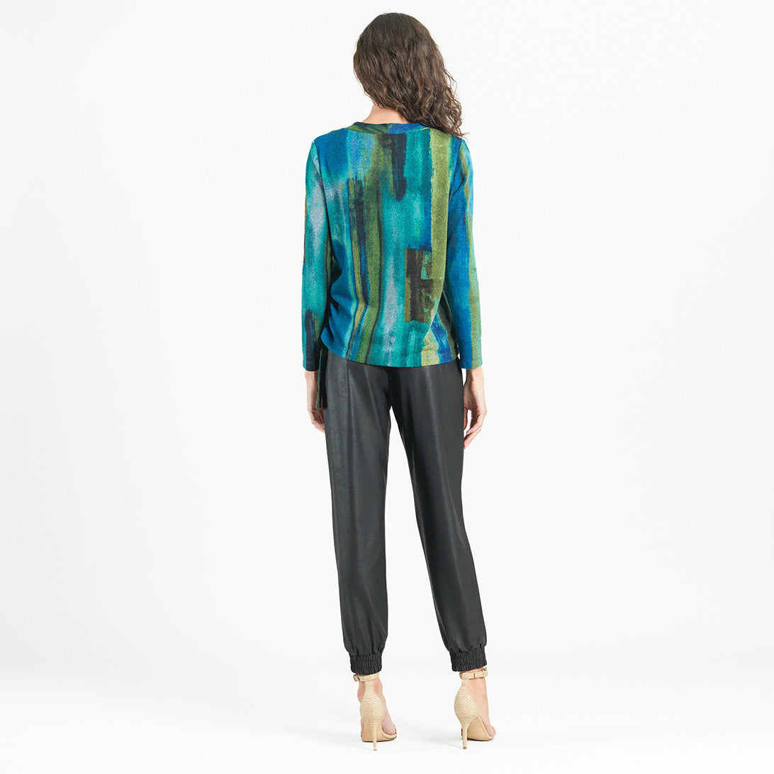 Lightweight Cozy - Side Pull-Tie Sweater Top - Paint Stroke - Limited Sizes | Clara Sunwoo Sale