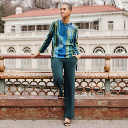 Lightweight Cozy - Side Pull-Tie Sweater Top - Paint Stroke - Limited Sizes | Clara Sunwoo Sale