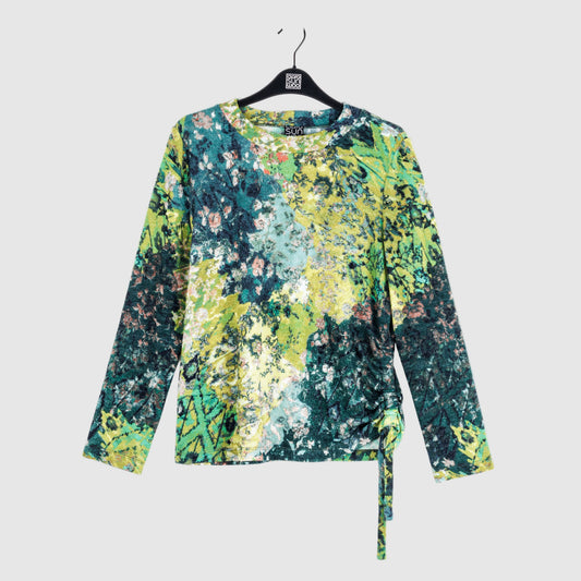 Cozy Texture - Side Pull-Tie Sweater Top - Floral Patch - Final Sale | Clara Sunwoo Customer Favorite