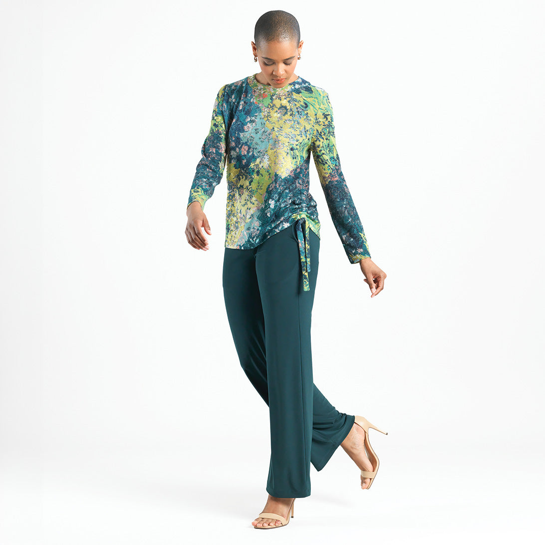 Cozy Texture - Side Pull-Tie Sweater Top - Floral Patch - Final Sale | Clara Sunwoo Customer Favorite