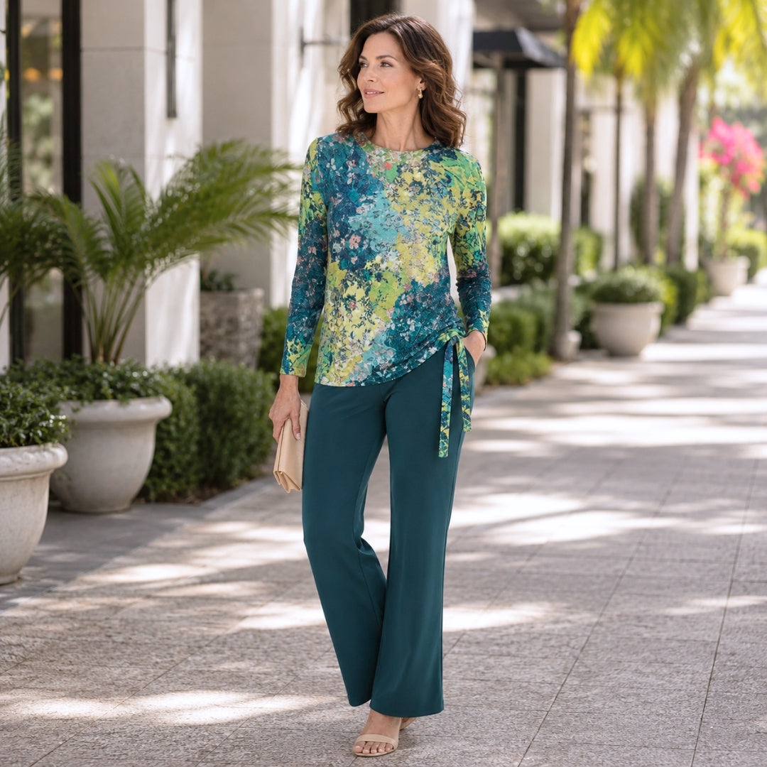Cozy Texture - Side Pull-Tie Sweater Top - Floral Patch - Final Sale | Clara Sunwoo Customer Favorite