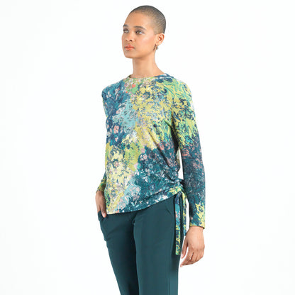 Cozy Texture - Side Pull-Tie Sweater Top - Floral Patch - Final Sale | Clara Sunwoo Customer Favorite