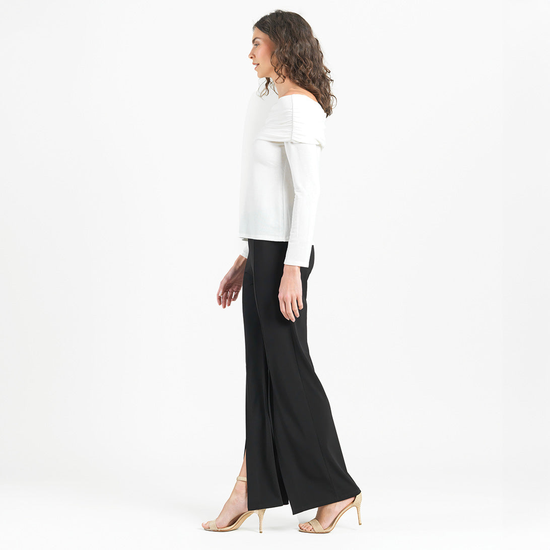 Ultra Cozy - Ruched Off-Shoulder Sweater Top - Ivory - Final Sale | Clara Sunwoo Essential