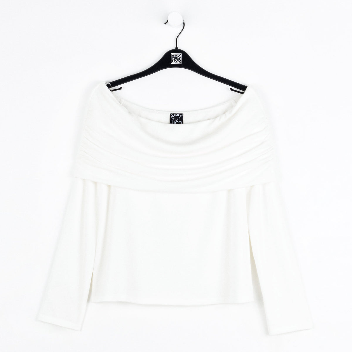Ultra Cozy - Ruched Off-Shoulder Sweater Top - Ivory - Final Sale | Clara Sunwoo Essential